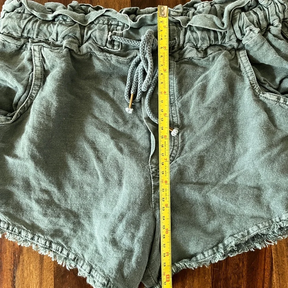 Young Fabulous & Broke YFB Green linen blend drawstring Shorts women’s small - Picture 10 of 15
